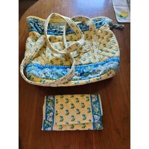 Vera Bradley quilted tote bag and a matching trifold wallet in the Katherine...